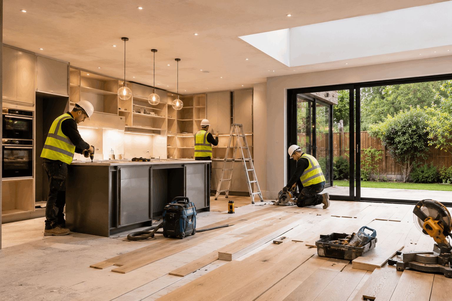 Finished home interior following a residential renovation
