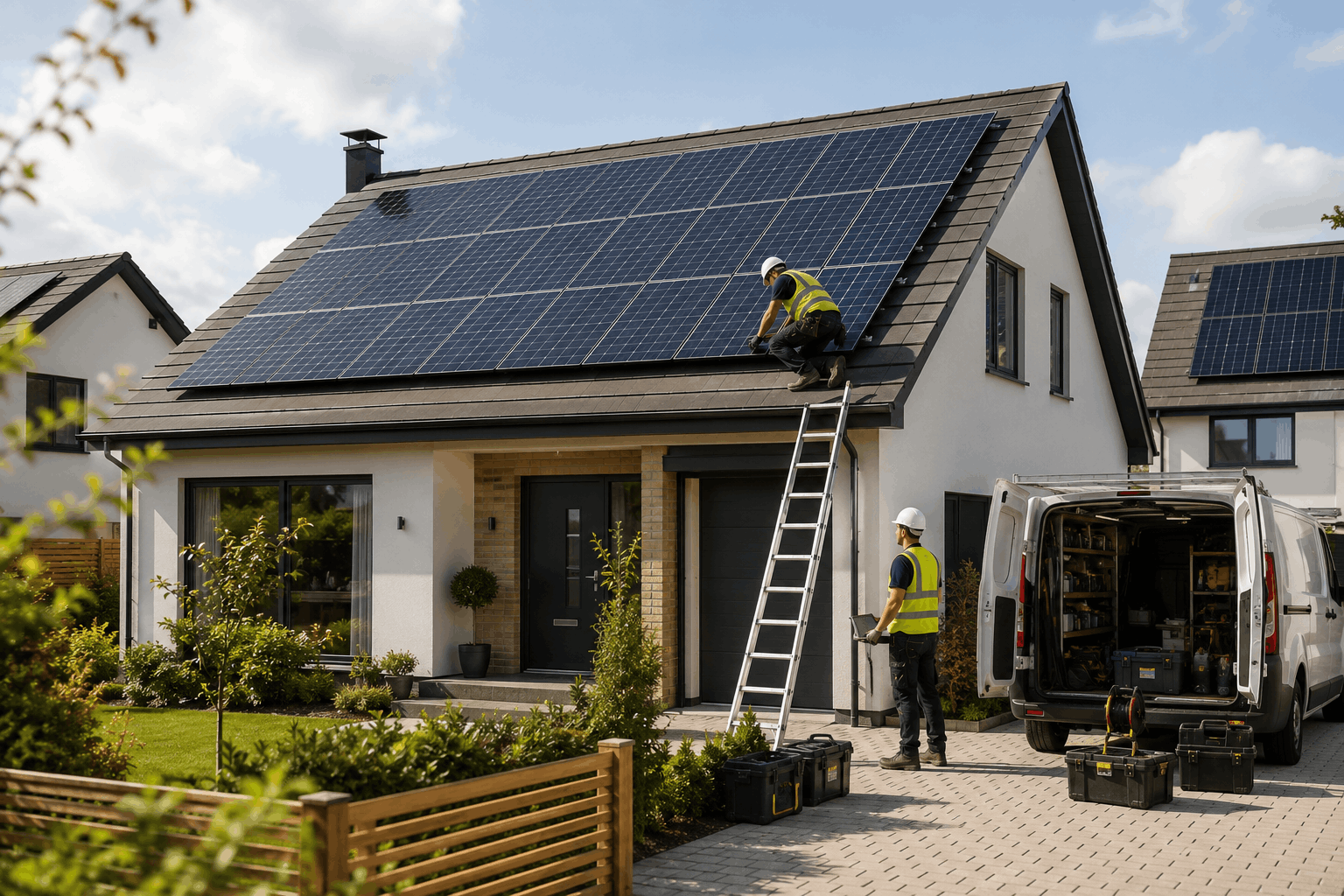 Residential solar panel installation as part of a whole-home energy upgrade