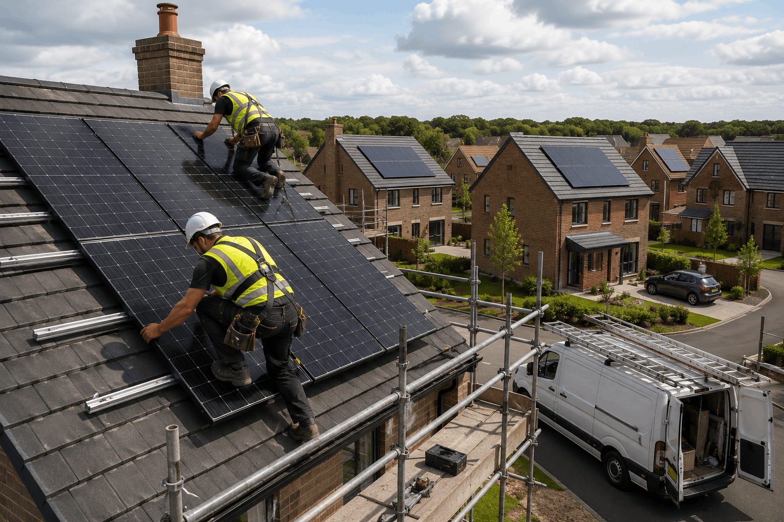 Solar photovoltaic panels installed on a residential roof